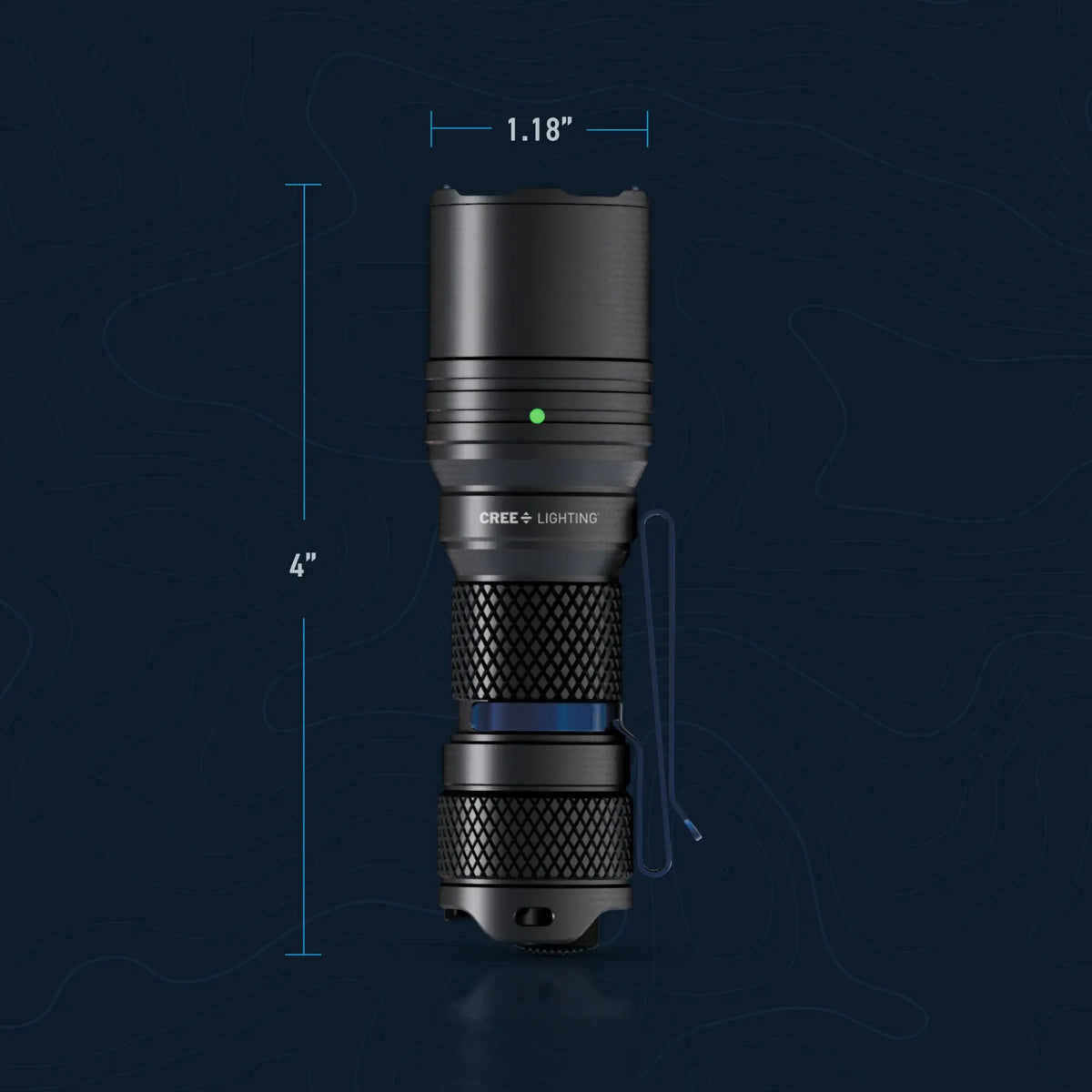 Cree Lighting X14 compact EDC tactical flashlight dimension diagram