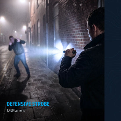 Cree Lighting X14 Flashlight 1,400 lumens defensive strobe mode disorienting intruder for self defense
