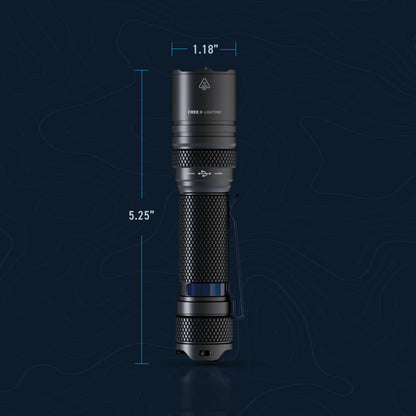 Cree Lighting X16 tactical duty flashlight dimension diagram