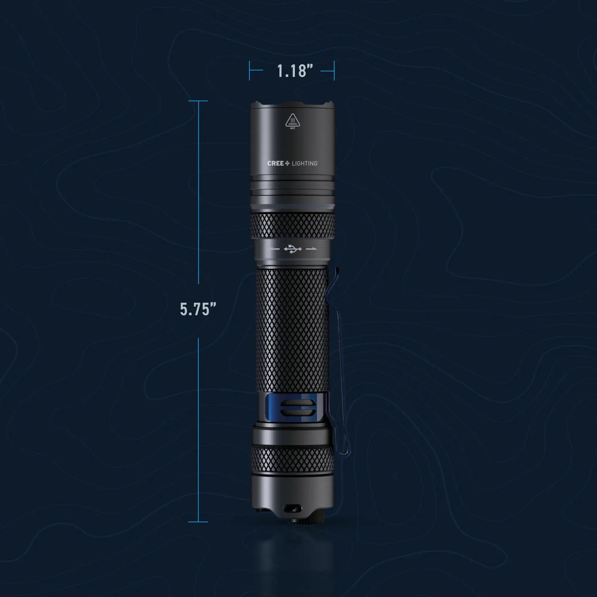 Cree Lighting X30 long-range thrower flashlight dimension