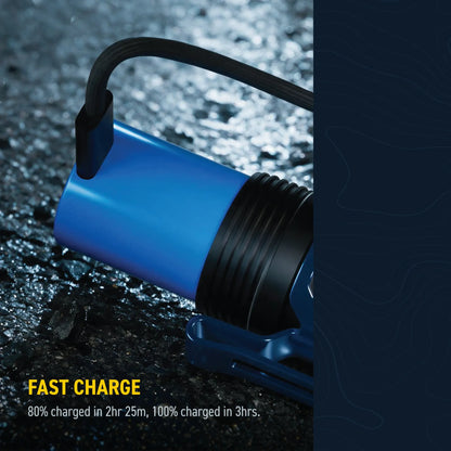 Cree Lighting XP40 flashlight USB-C fast charge diagram: 100% charge in 3 hours