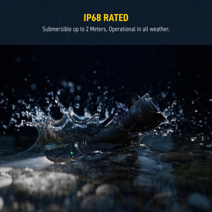 Cree Lighting XP40 IP68 rated waterproof flashlight splashing in 2m water